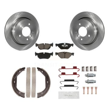 Rear Disc Rotors Ceramic Pads Parking Brake Shoes And Hardware Kit For BMW 328i xDrive K8C-104218