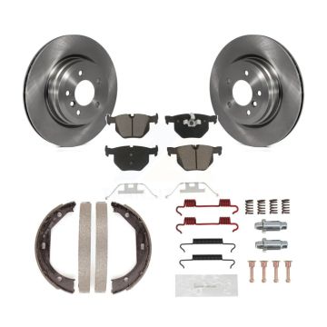 Rear Disc Rotors Ceramic Pads Parking Shoes & Hardware Kit For BMW X1 xDrive35i with 3.0L K8C-104220