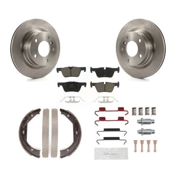 Rear Disc Rotors Ceramic Pads Parking Brake Shoes And Hardware Kit For BMW 328i K8C-104223