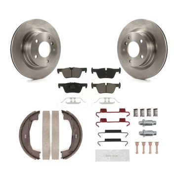 Rear Disc Rotors Ceramic Pads Parking Shoes & Hardware Kit For BMW 230i xDrive 228i 320i K8C-104224