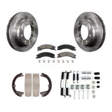 Rear Disc Rotors Ceramic Pads Parking Shoes Hardware Kit For Ford E-350 Super Duty E-250 K8C-104291