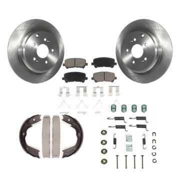 Rear Disc Rotors Ceramic Pads Parking Shoes & Hardware Kit For Honda Pilot Acura MDX ZDX K8C-104298