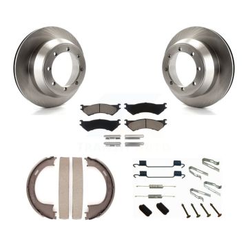 Rear Disc Rotors Ceramic Pads Parking Brake Shoes & Hardware Kit For Ford F-150 Heritage K8C-104312