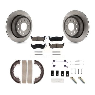 Rear Disc Rotors Ceramic Pads Parking Shoes Hardware Kit For 03-11 Lincoln Town Car Sedan K8C-104314
