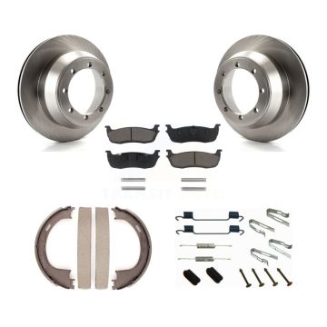 Rear Disc Rotors Ceramic Pads Parking Shoes Hardware Kit For Ford F-150 With 8 Lug Wheels K8C-104319