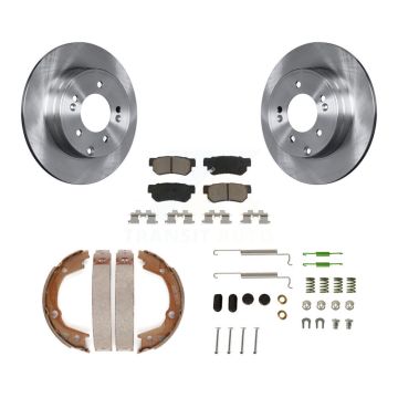 Rear Disc Rotors Ceramic Pads Parking Brake Shoes & Hardware Kit For Hyundai Sonata 3.3L K8C-104331