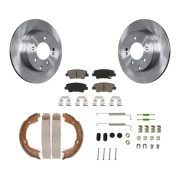 Rear Disc Rotors Ceramic Pads Parking Brake Shoes & Hardware Kit For Hyundai Sonata 3.3L K8C-104333