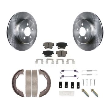 Rear Disc Rotors Ceramic Pads Parking Shoes & Hardware Kit For Dodge Chrysler 300 Charger K8C-104344
