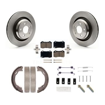 Rear Disc Rotors Ceramic Pads Parking Shoes & Hardware Kit For Dodge Charger Chrysler 300 K8C-104346