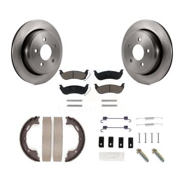 Rear Disc Rotors Ceramic Pads Parking Shoes Hardware Kit For Ford Crown Victoria Mercury K8C-104351