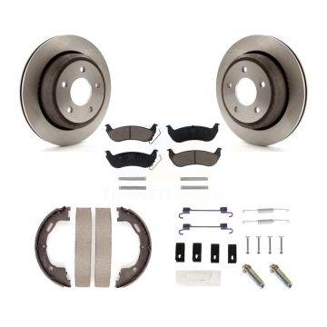 Rear Disc Rotors Ceramic Pads Parking Brake Shoes Hardware Kit For 2010-2011 Ford Ranger K8C-104352