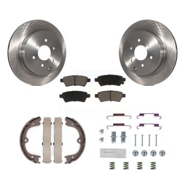Rear Disc Rotors Ceramic Pads Parking Shoes Hardware Kit For 2005-2012 Nissan Pathfinder K8C-104358