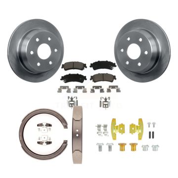 Rear Disc Rotors Ceramic Pads Parking Shoes Hardware Kit For GMC Chevrolet Sierra 1500 XL K8C-104380