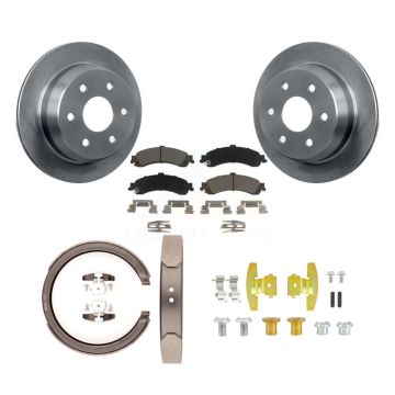 Rear Disc Rotors Ceramic Pads Parking Shoes Hardware Kit For Chevrolet Suburban 1500 4WD K8C-104384