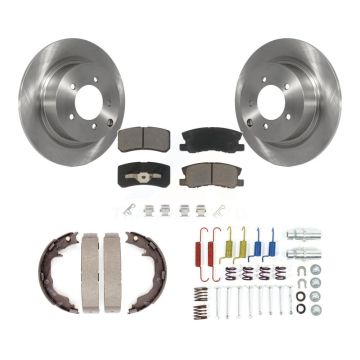 Rear Disc Rotors Ceramic Pads Parking Shoes Hardware Kit For Mitsubishi Lancer Outlander K8C-104405
