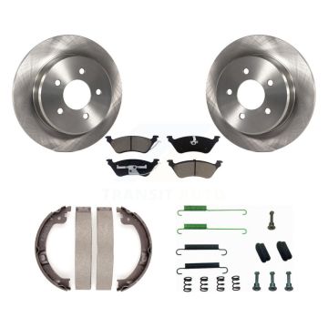 Rear Disc Rotors Ceramic Pads Parking Shoes Hardware Kit For Dodge Grand Caravan Chrysler K8C-104417