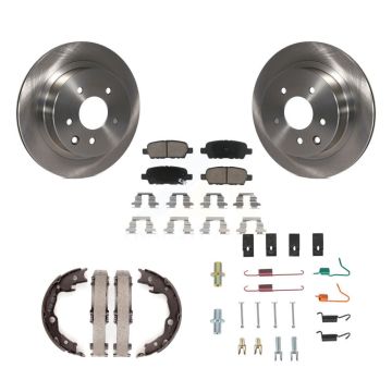 Rear Disc Rotors Ceramic Pads Parking Brake Shoes Hardware Kit For Nissan Rogue LEAF Juke K8C-104423