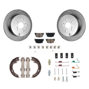 Rear Disc Rotors Ceramic Pads Parking Brake Shoes And Hardware Kit For 2005-2010 Scion tC K8C-104430