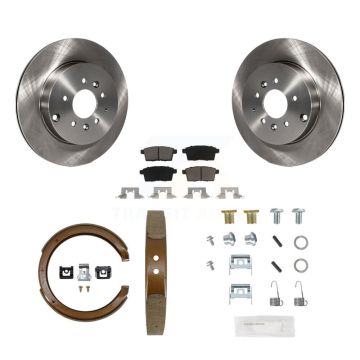 Rear Disc Rotors Ceramic Pads Parking Brake Shoes & Hardware Kit For 2007-2012 Mazda CX-9 K8C-104435