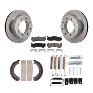 Rear Disc Rotors Ceramic Pads Parking Shoes & Hardware Kit For GMC Sierra 3500 Chevrolet K8C-104442