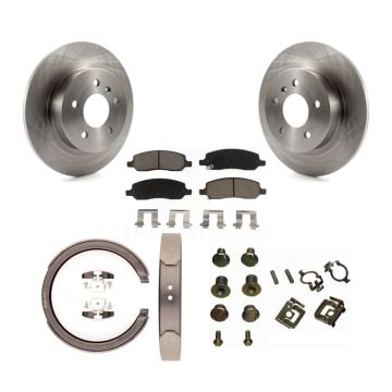 Rear Disc Rotors Ceramic Pads Parking Brake Shoes And Hardware Kit For Cadillac DTS K8C-104453