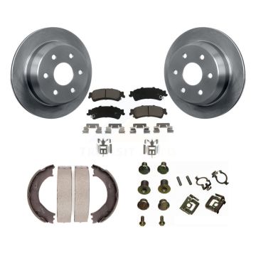 Rear Disc Rotors Ceramic Pads Parking Shoes Hardware Kit For Chevrolet Silverado 1500 GMC K8C-104454