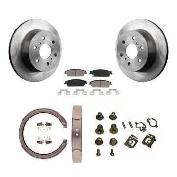 Rear Disc Rotors Ceramic Pads Parking Shoes Hardware Kit For Chevrolet Silverado 1500 GMC K8C-104456