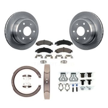 Rear Disc Rotors Ceramic Pads Parking Shoes & Hardware Kit For 2006 GMC Yukon XL 1500 4WD K8C-104458
