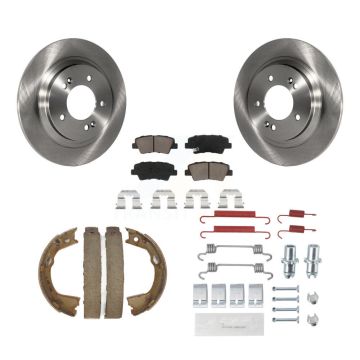 Rear Disc Rotors Ceramic Pads Parking Shoes And Hardware Kit For 2013 Kia Optima LX/EX/SX K8C-104462