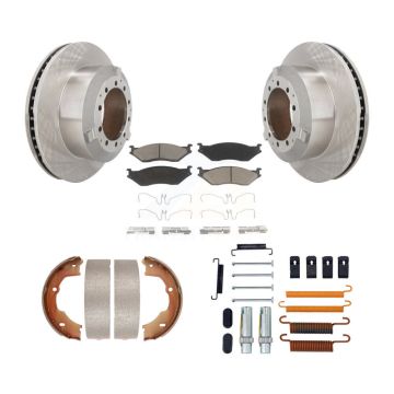 Rear Disc Rotors Ceramic Pads Parking Shoes Hardware Kit For Ford F-450 Super Duty F-550 K8C-104466