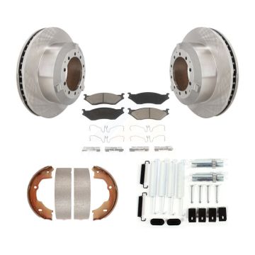 Rear Disc Rotors Ceramic Pads Parking Brake Shoes Hardware Kit For Ford F-450 Super Duty K8C-104468