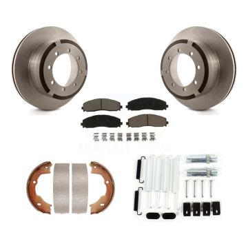 Rear Disc Rotors Ceramic Pads Parking Brake Shoes Hardware Kit For Ford F-450 Super Duty K8C-104469