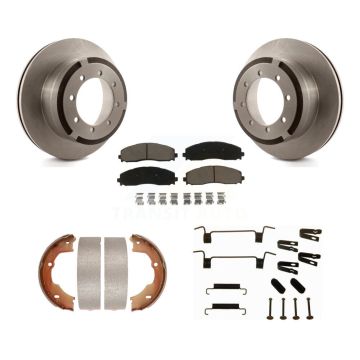 Rear Disc Rotors Ceramic Pads Parking Brake Shoes Hardware Kit For Ford F-450 Super Duty K8C-104471