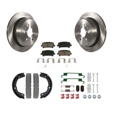 Rear Disc Rotors Ceramic Pads Parking Brake Shoes Hardware Kit For Chevrolet Colorado GMC K8C-104476