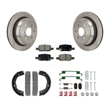 Rear Disc Rotors Ceramic Pads Parking Brake Shoes Hardware Kit For Chevrolet Colorado GMC K8C-104477