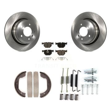 Rear Disc Rotors Ceramic Pads Parking Shoes & Hardware Kit For BMW 530xi 528i xDrive 535i K8C-104487