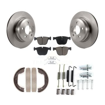 Rear Disc Rotors Ceramic Pads Parking Shoes Hardware Kit For BMW X6 xDrive35i From 10 08 K8C-104488