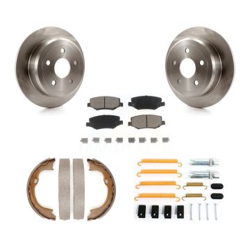 Rear Disc Rotors Ceramic Pads Parking Brake Shoes And Hardware Kit For Jeep Wrangler JK K8C-104492
