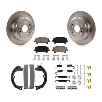 Rear Disc Rotors Ceramic Pads Parking Brake Shoes & Hardware Kit For 2014-2016 Acura MDX K8C-104494
