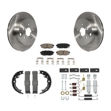 Rear Disc Rotors Ceramic Pads Parking Shoes & Hardware Kit For 14-18 Subaru Forester 2.0L K8C-104505