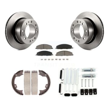 Rear Disc Rotors Ceramic Pads Parking Shoes & Hardware Kit For Ram 1500 With 8 Lug Wheels K8C-104509