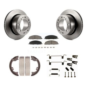 Rear Disc Rotors Ceramic Pads Parking Brake Shoes & Hardware Kit For Ram 3500 2500 Dodge K8C-104520