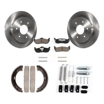 Rear Disc Rotors Ceramic Pads Parking Shoes Hardware Kit For Nissan TITAN Armada INFINITI K8C-104540