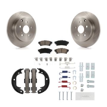 Rear Disc Rotors Ceramic Pads Parking Brake Shoes & Hardware Kit For Toyota Prius V Mirai K8C-104546