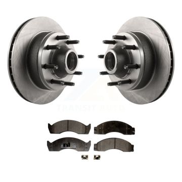 Front Disc Brake Rotors Hub And Semi-Metallic Pad Kit For Ford E-450 Econoline Super Duty K8F-100670