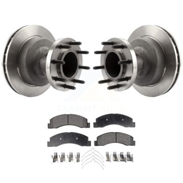 Front Disc Brake Rotors Hub Assembly And Semi-Metallic Pads Kit For Ford F-350 Super Duty K8F-100683