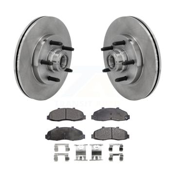 Front Disc Brake Rotor Hub Assembly Semi-Metallic Pad Kit For 2002-2003 Lincoln Blackwood K8F-100688