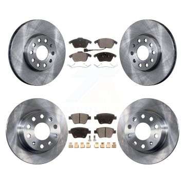 Front Rear Brake Rotor And Semi-Metallic Pad Kit For 2017-2018 Volkswagen Jetta 1.8L/1.4L K8F-101239