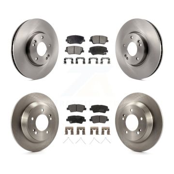 Front Rear Brake Rotors & Semi-Metallic Pad Kit For Kia Rondo With Electric Parking K8F-101246