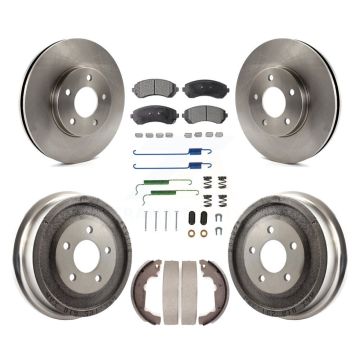 Front Rear Disc Brake Rotors Semi-Metallic Pads And Drum Kit (7Pc) For Pontiac Aztek K8F-102004
